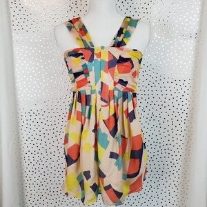 Line & Dot Multicolor Geometric Women's Top